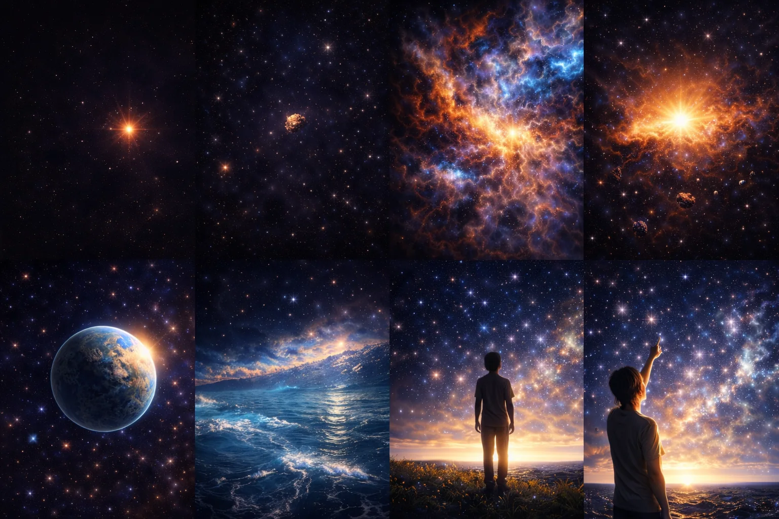 Two readers under a sky full of colour