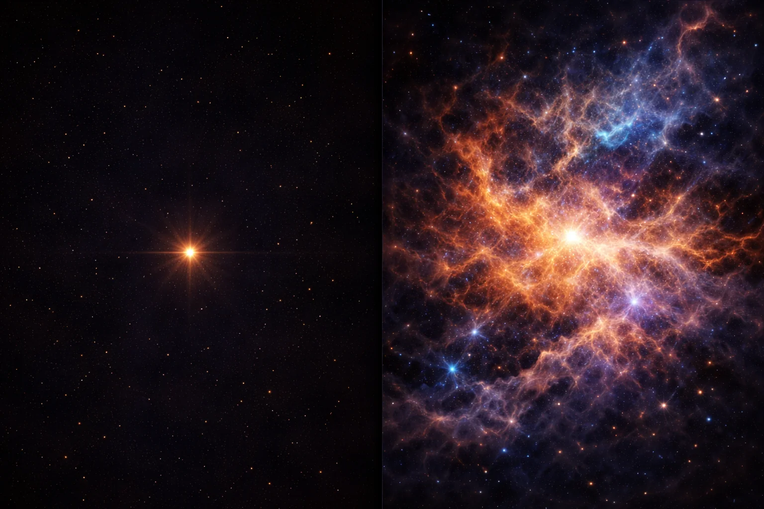 Tiny star and glowing cloud