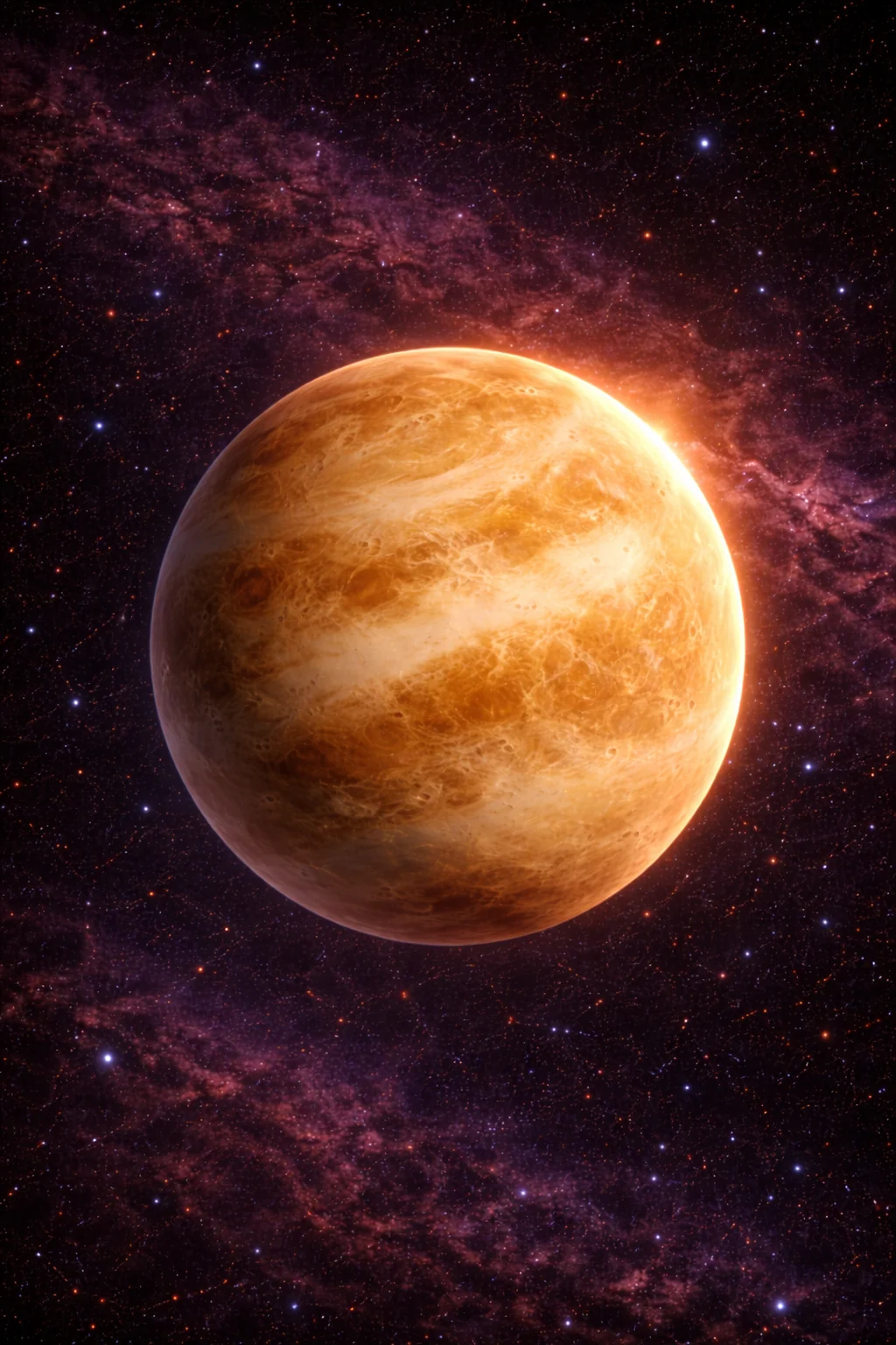 A bright golden planet covered in thick cloud.