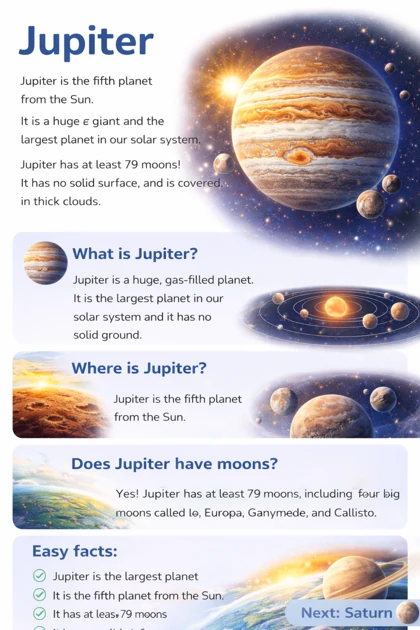 A large planet poster with dramatic scale and detailed supporting labels.